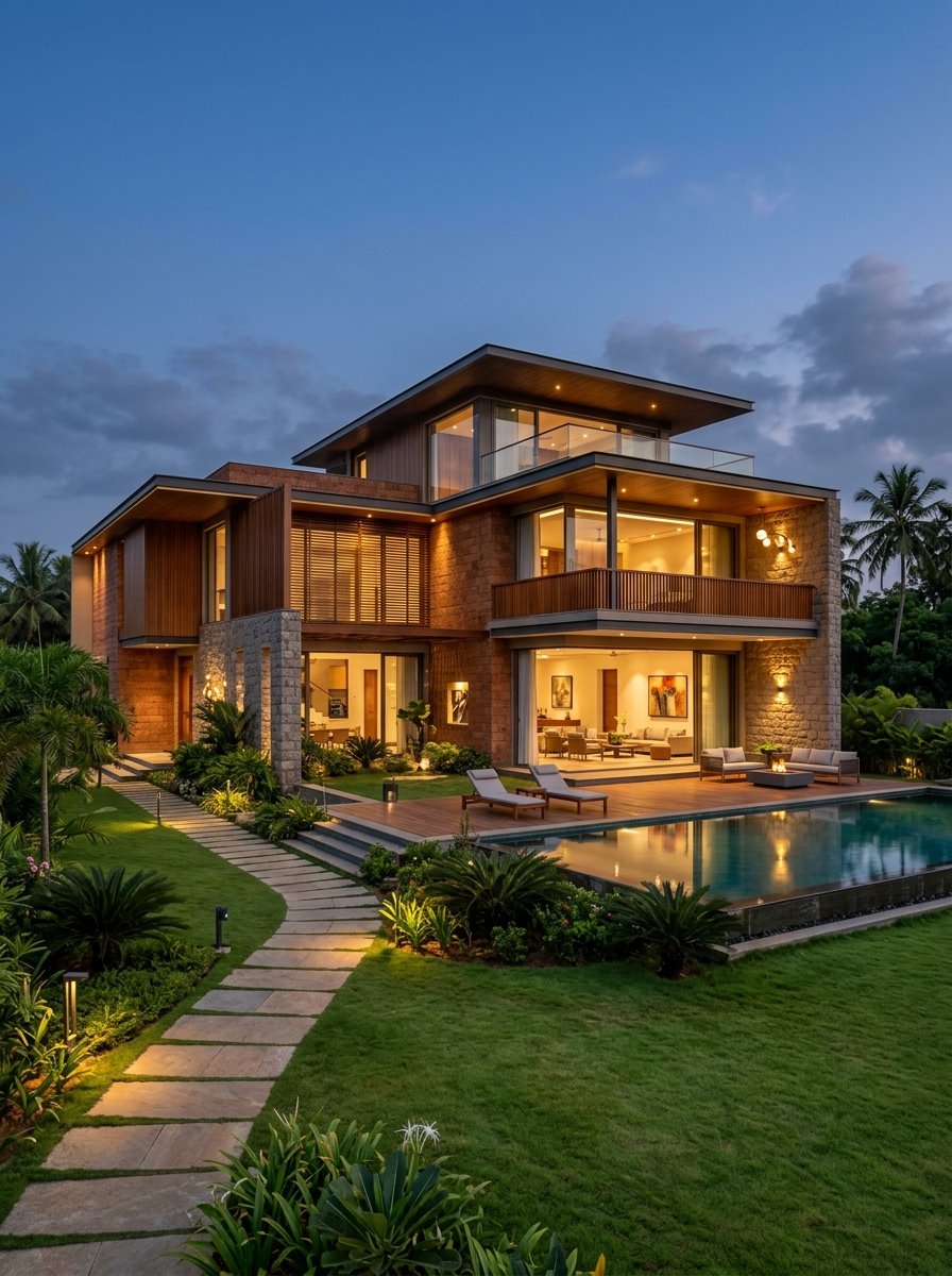 Luxury residential villa architecture and facade design