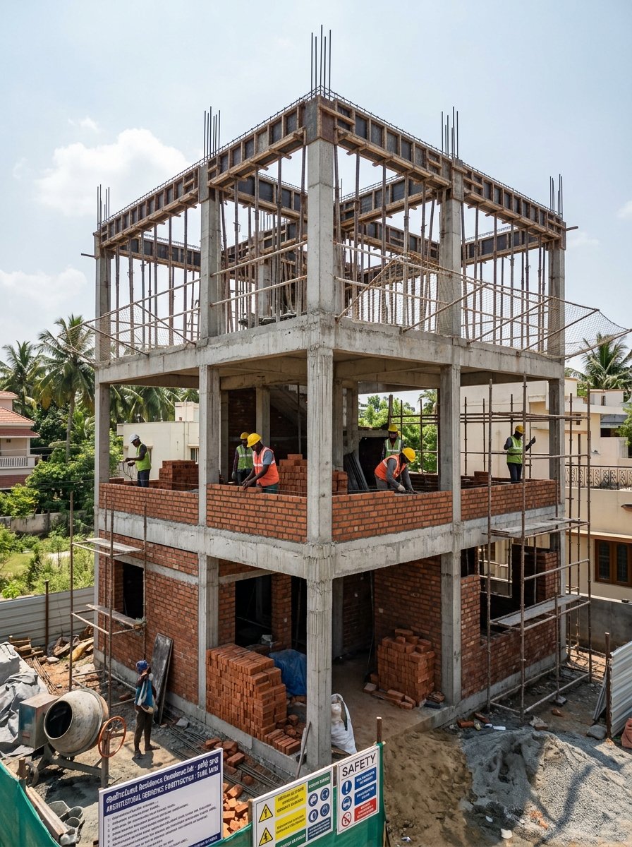 Reinforced concrete column steel rebar tying and shuttering