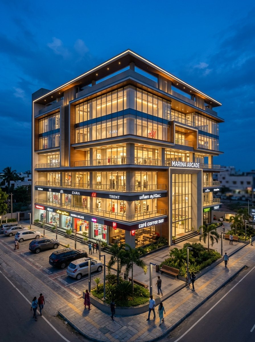 Multi-level commercial building structural frame
